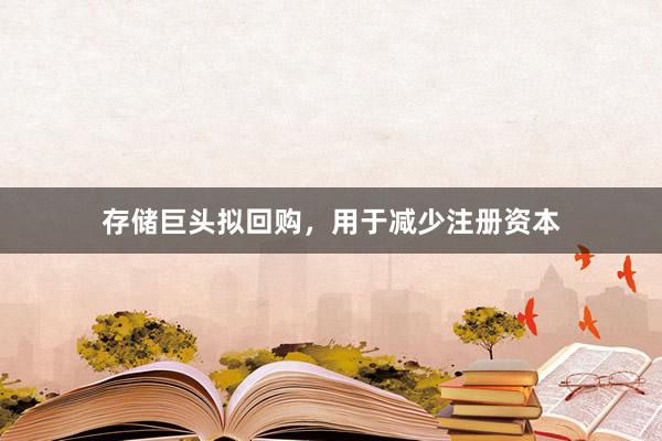存储巨头拟回购，用于减少注册资本